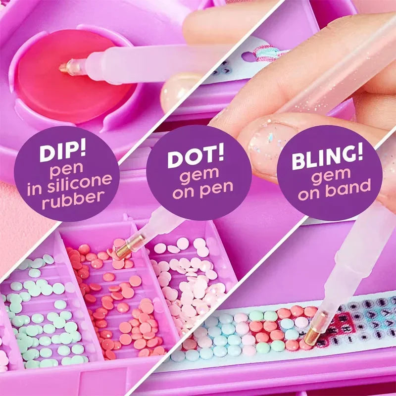 Bracelet de peinture diamant DIY réglable pour enfants et adultes - Artisanat de bijoux créatif avec art de broderie