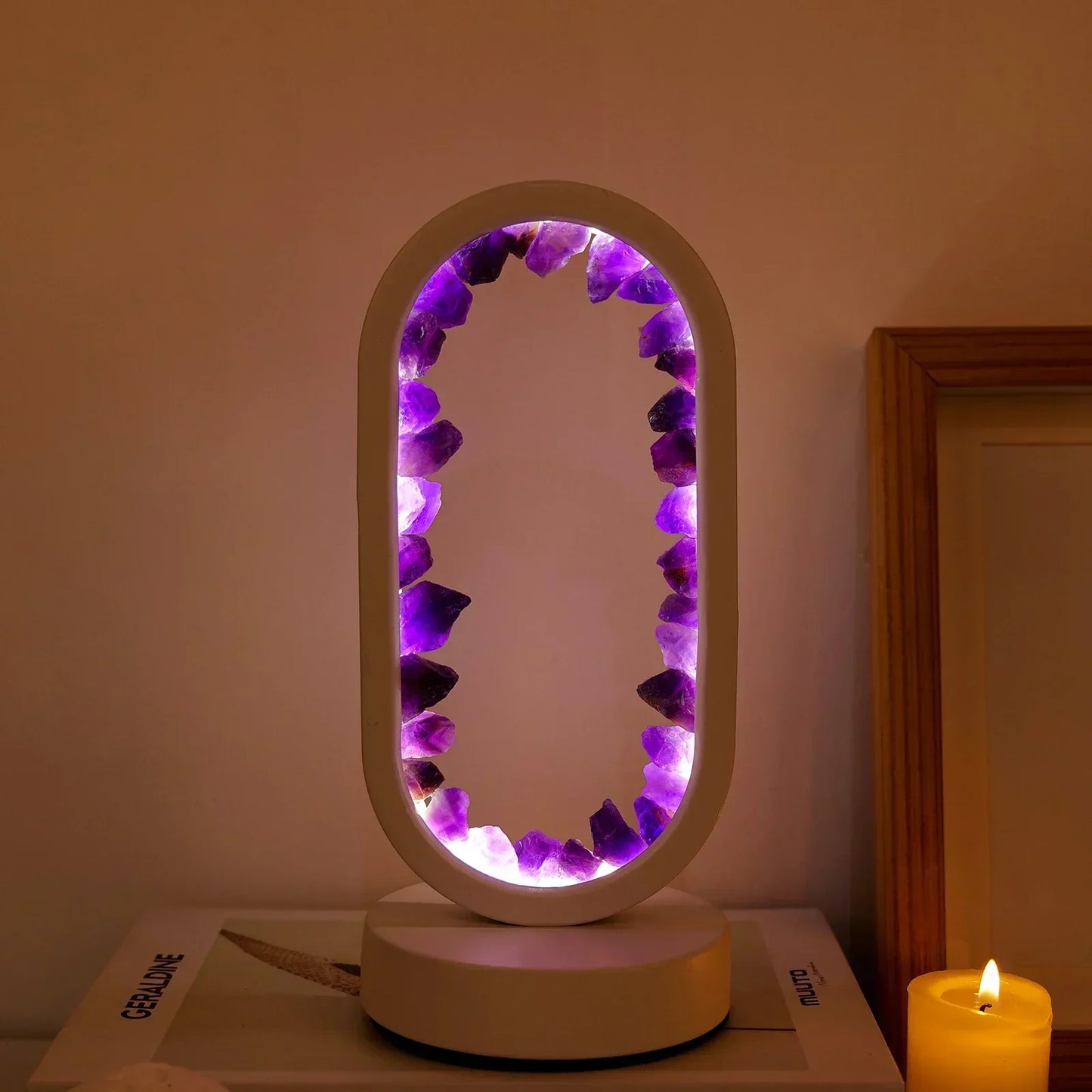AuraViolette – Éclairage en Cristal Naturel pour Ambiance Relaxante