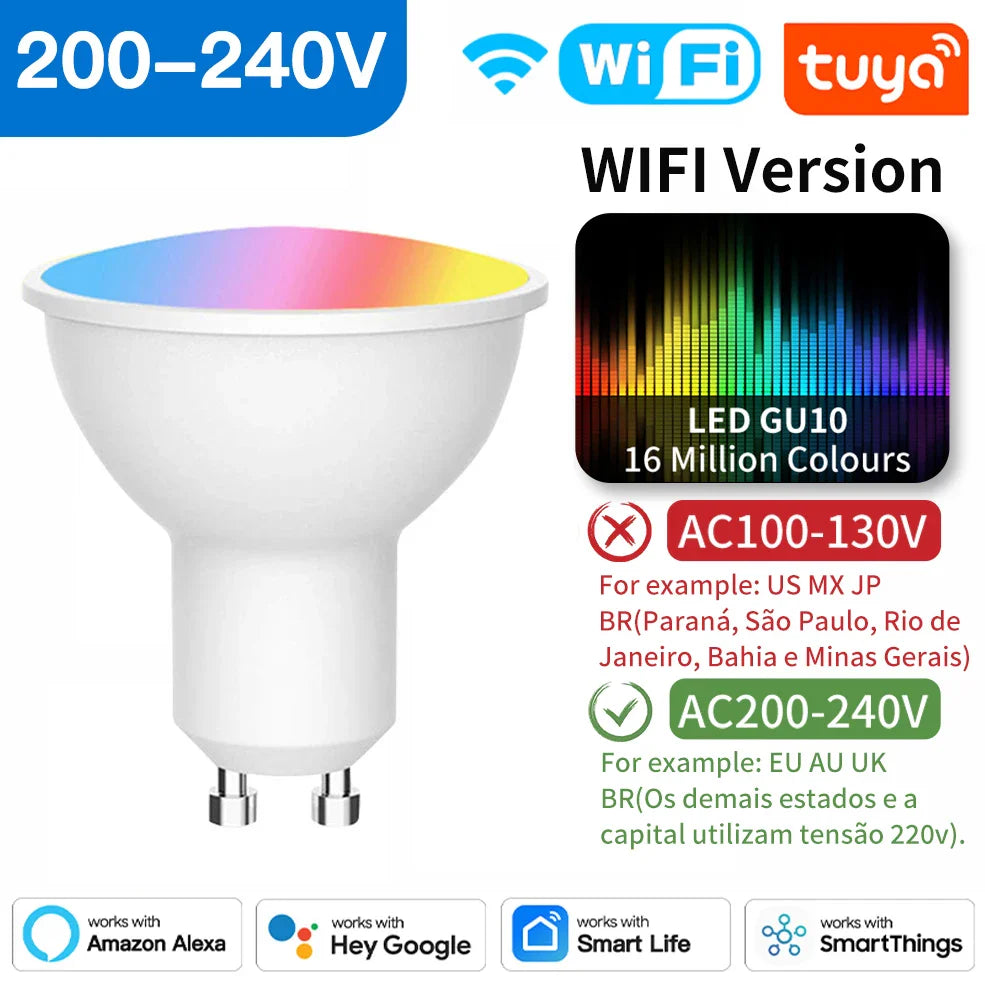 Ampoules LED intelligentes Tuya Zigbee E27 E14 GU10 - Dimmable RGB contrôlées par Wifi via les applications SmartLife Google Alexa