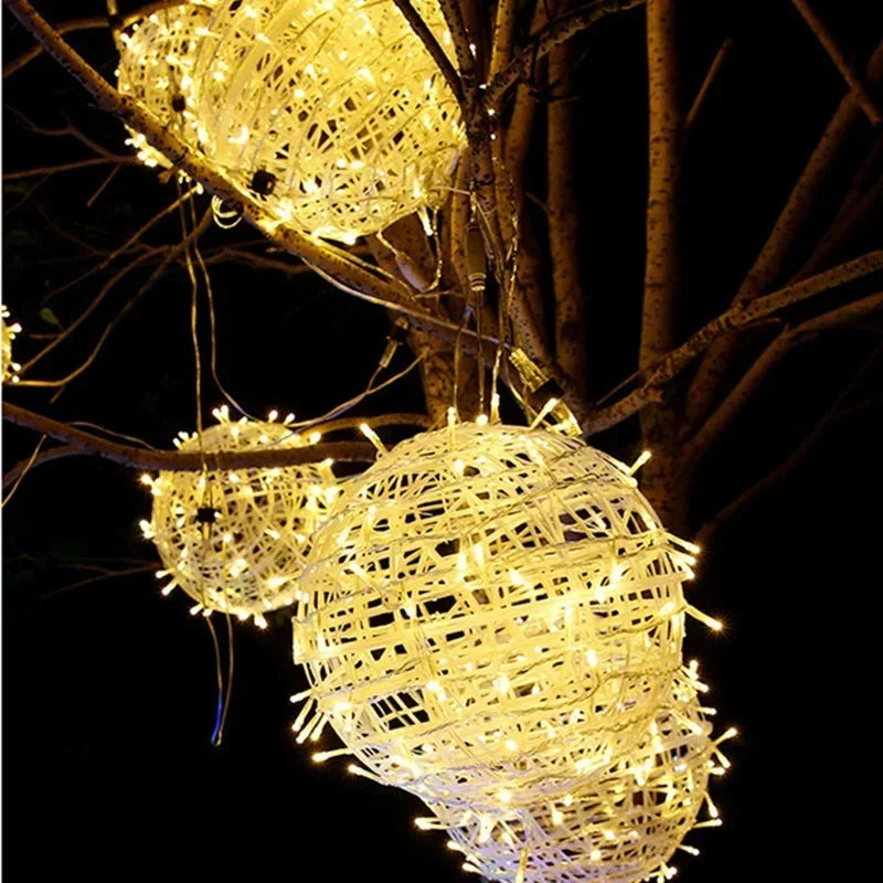 Sphere Lumières de Fête en Osier - Éclairage de Fête Élégant en Osier pour Chaque Occasion