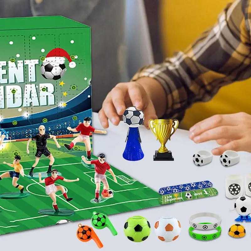 Calendrier de l'Avent de Noël sur le thème du football 2024 - Jouet de compte à rebours en blocs de construction pour enfants