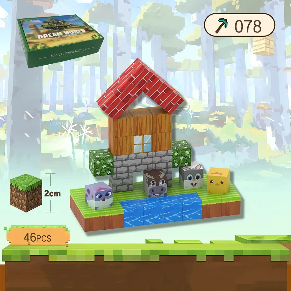 Set de Blocs de Construction Magnétiques pour Enfants - Jouets de Construction Magnétiques Créatifs, Cube Sensoriel Éducatif Cadeau pour Garçons et Filles