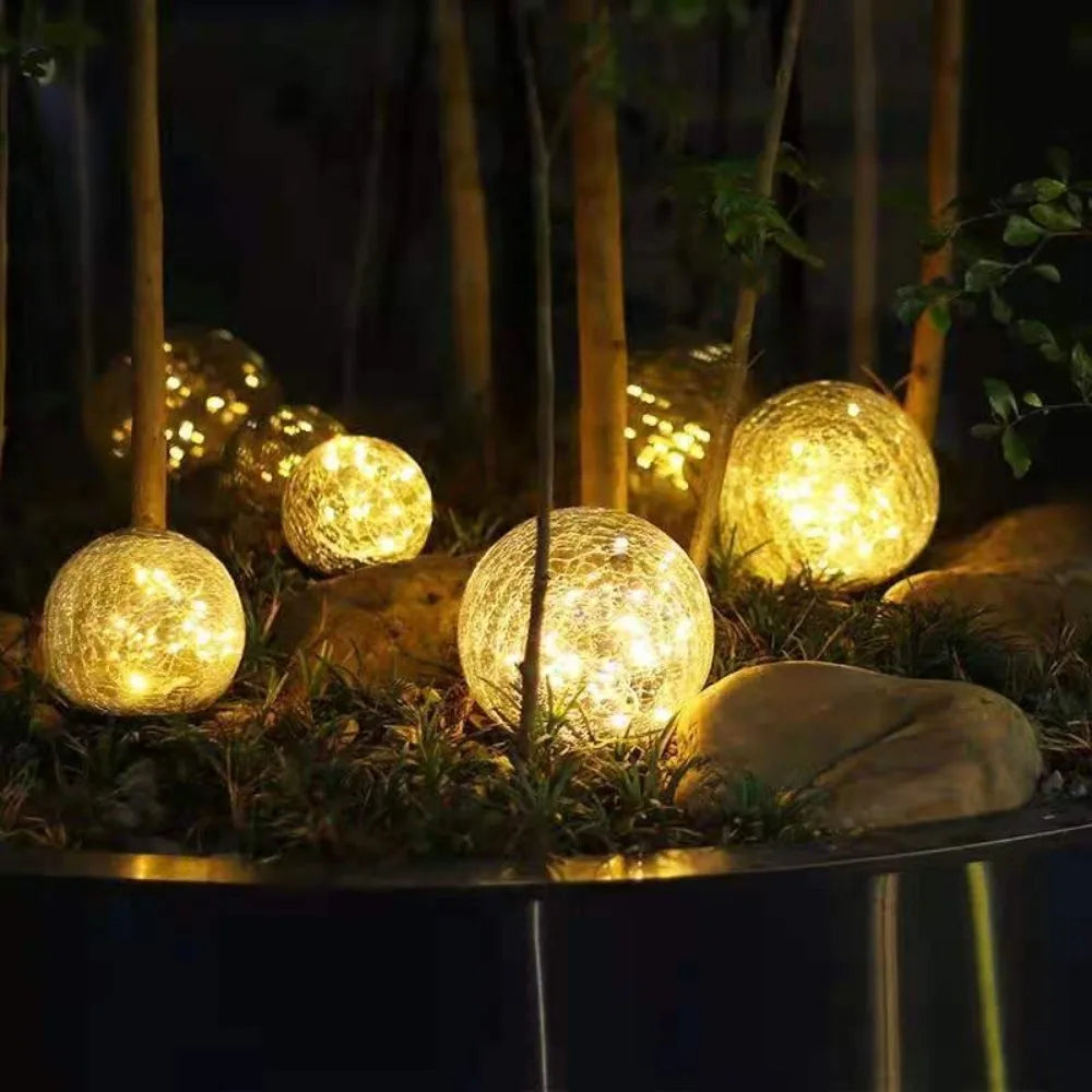 LumiGlobe – Lampe Solaire Boule Craquelée pour Extérieur