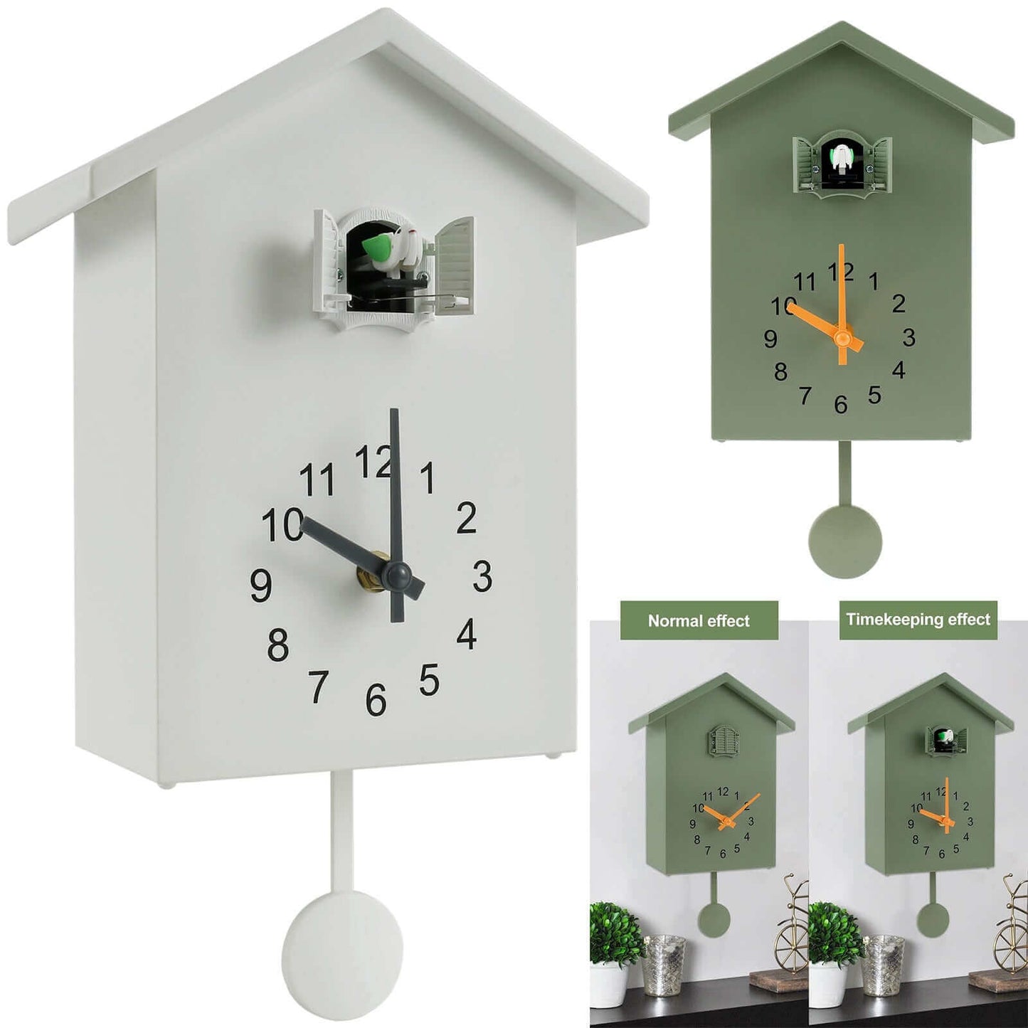 Horloge murale contemporaine en quartz coucou