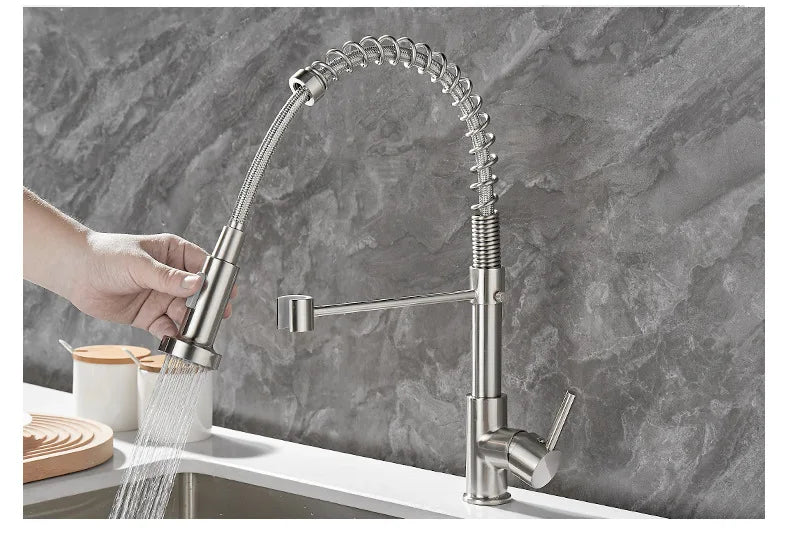 DualFlow Robinet de Cuisine - Luxe Robinet de Cuisine en Laiton Duplicé