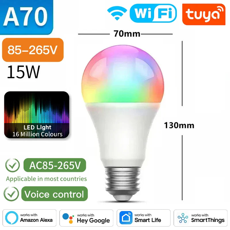 Ampoules LED intelligentes Tuya Zigbee E27 - Lumières WiFi contrôlées via les applications SmartLife Google Alexa