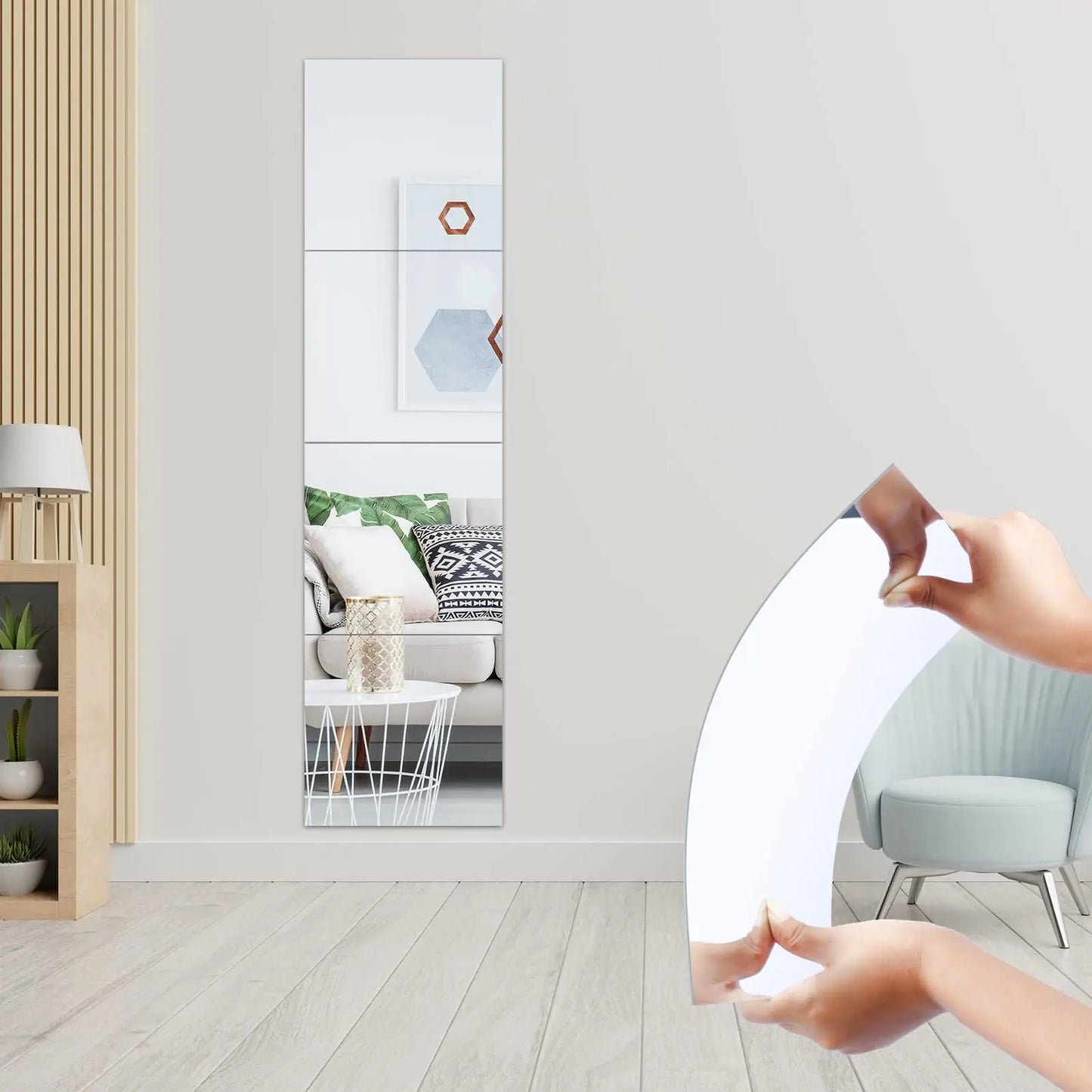 4PCs Miroir en verre HD auto-adhésif : Sûr et facile à installer