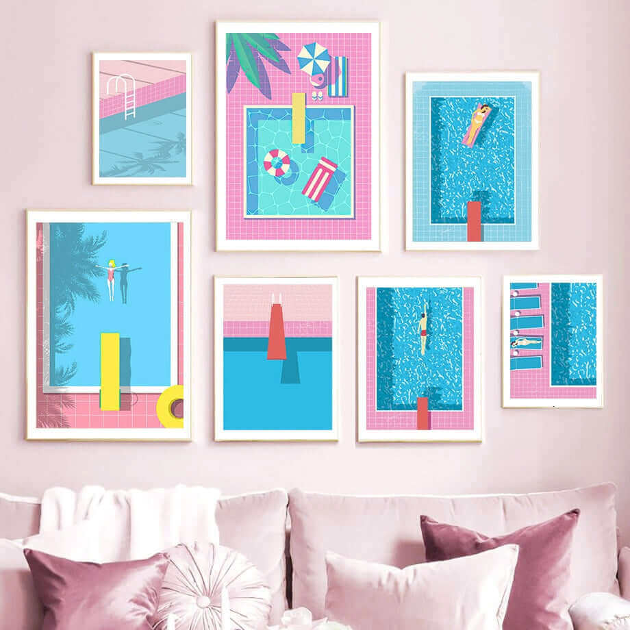 Affiche en toile PoP Art de piscine bleue