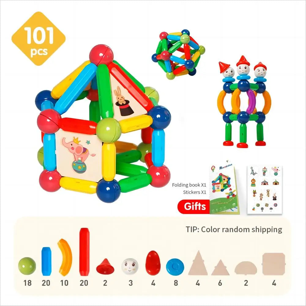 Ensemble de Blocs de Construction Magnétiques - Jouet Éducatif pour Enfants avec Bâtons et Boules Magnétiques pour un Jeu Créatif, Cadeau Idéal pour Garçons et Filles