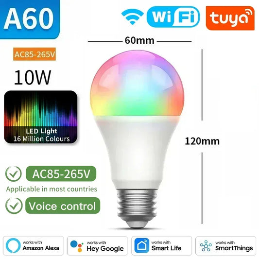 Ampoules LED intelligentes Tuya Zigbee E27 E14 GU10 - Dimmable RGB contrôlées par Wifi via les applications SmartLife Google Alexa