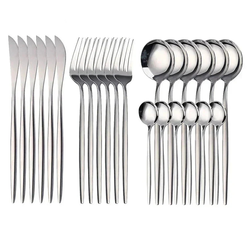 Set de couverts en or luxe – 24 pièces pour une expérience de dîner élégante