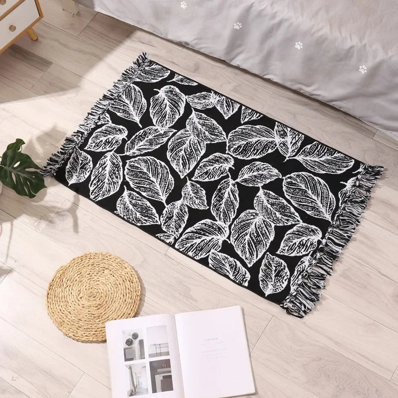 Tapis tissé à la main rétro-bohème 60x90 cm – Tapis à franges pour salon et décoration intérieure