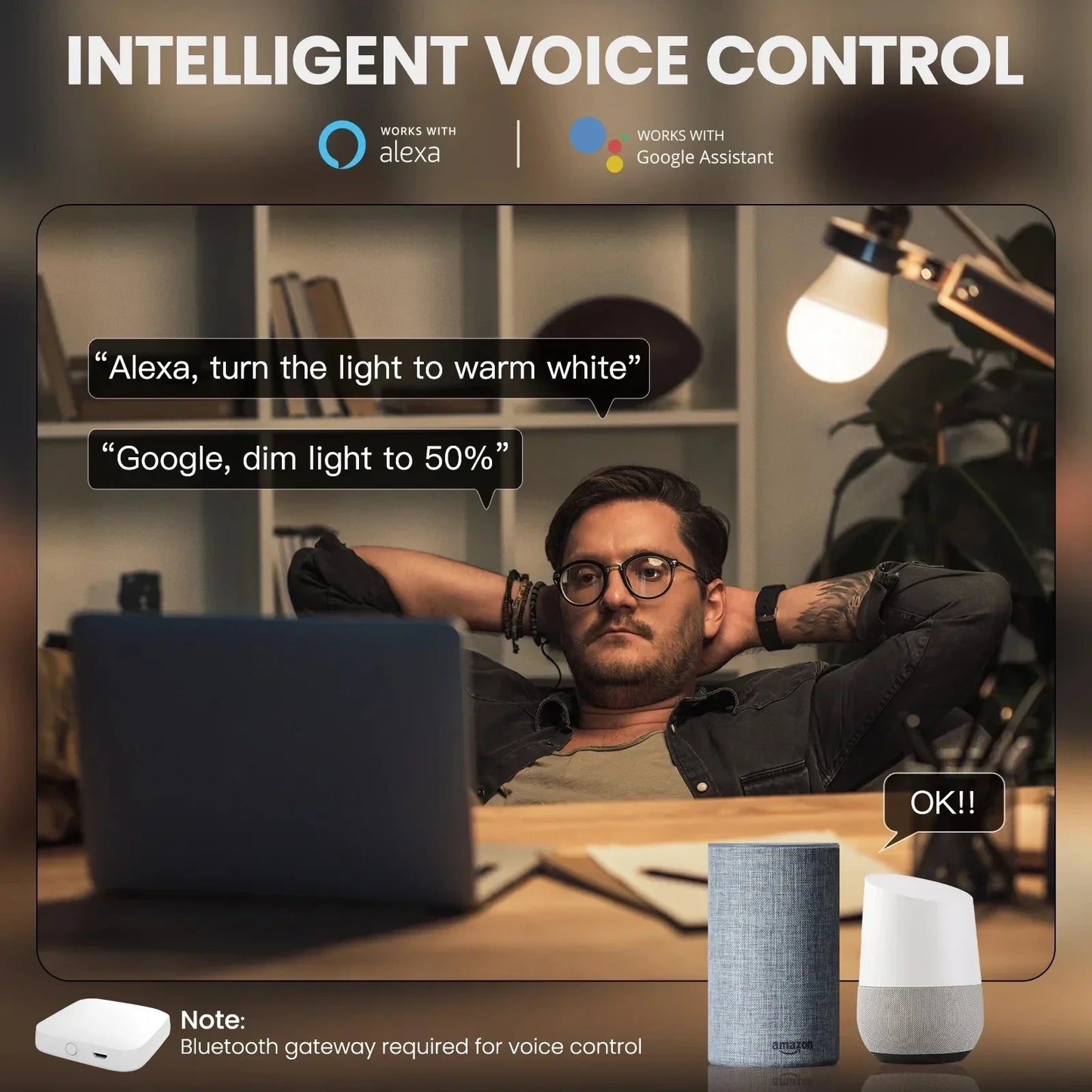 Ampoule Intelligente Tuya E27 10W 15W - RGB Dimmable Contrôle WiFi Bluetooth via SmartLife Google Alexa Apps
