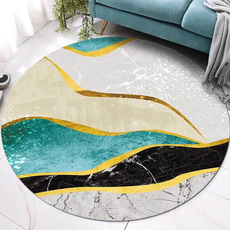 Tapis rond nordique – Tapis moderne et luxueux pour salon, chambre et balcon
