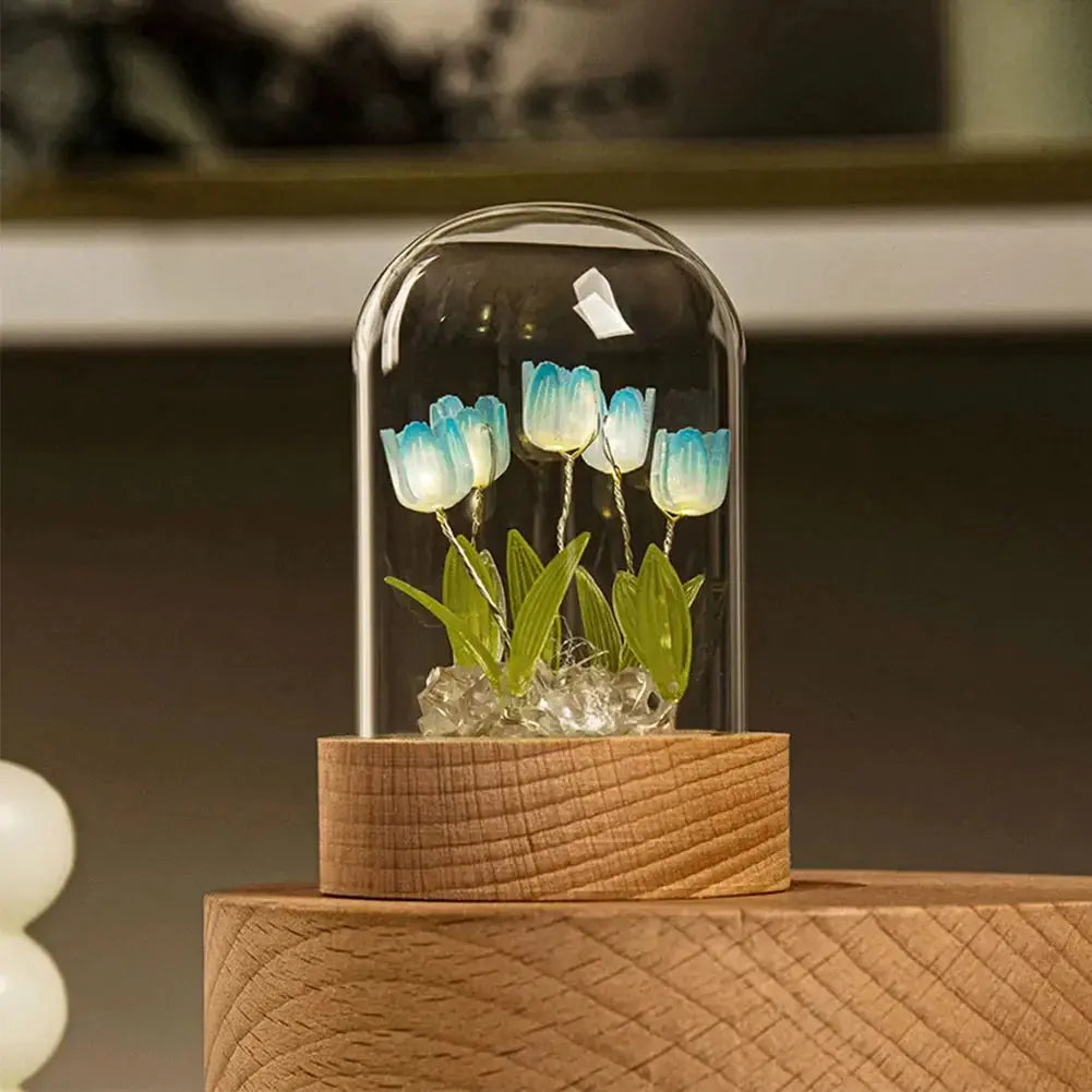 ÉclatTulipe - Lampe de Nuit Faite à la Main en Verre