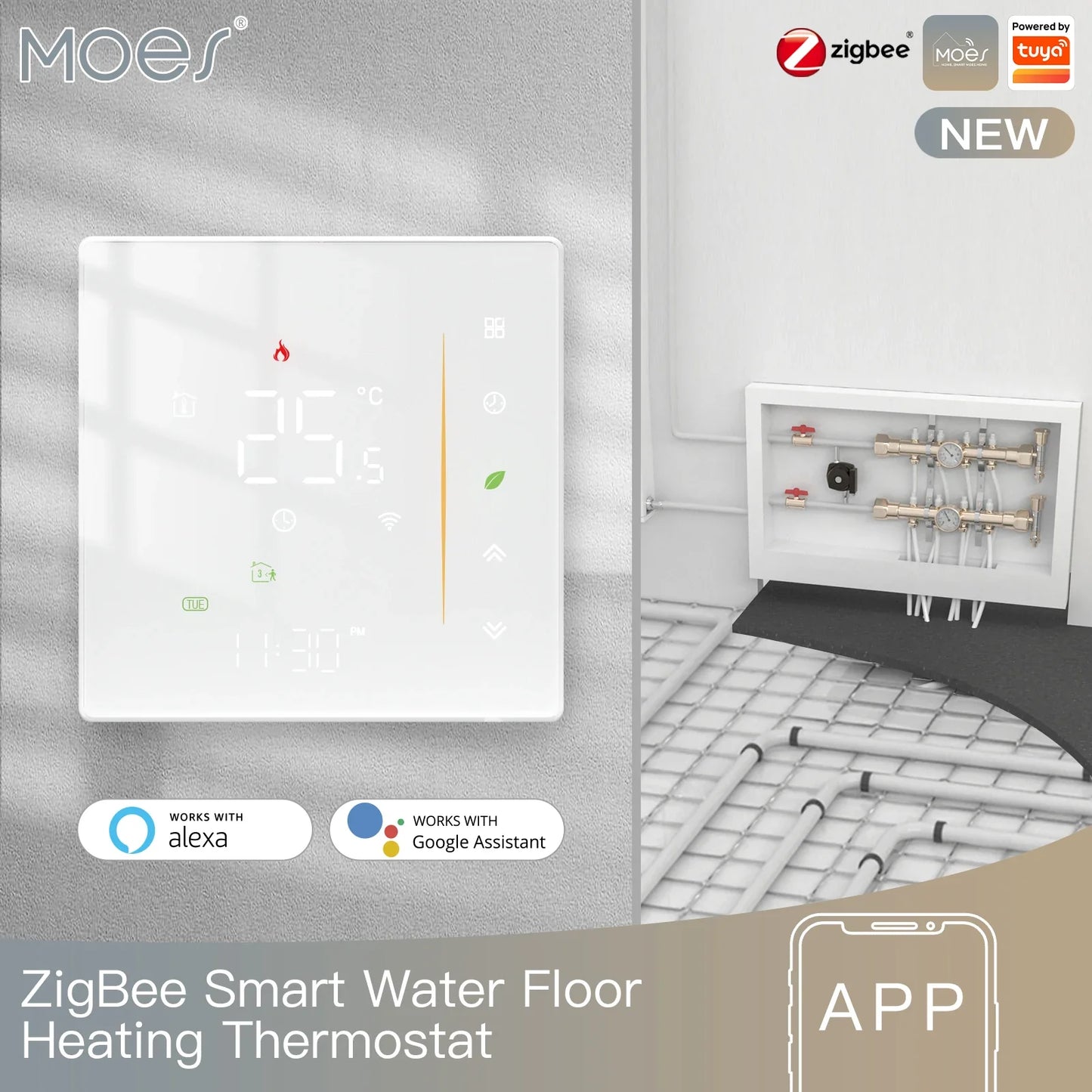 Thermostat Intelligent Zigbee - Contrôle de Température Ambiante WiFi via les Applications Tuya SmartLife Google Alexa