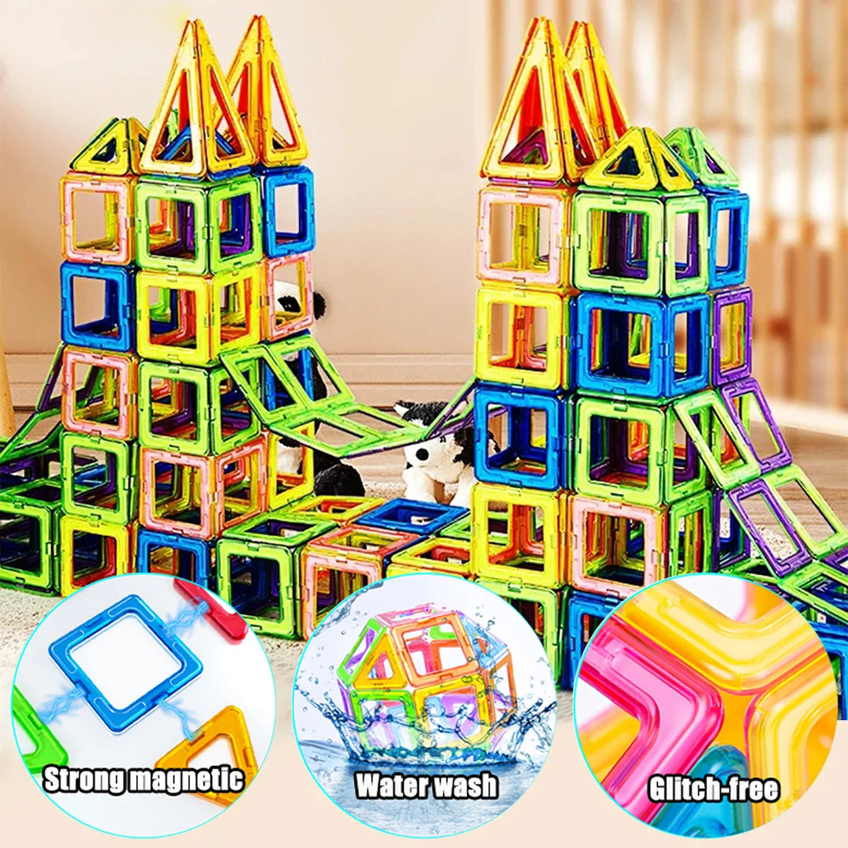 Ensemble de blocs de construction magnétiques créatifs - Grands et mini jouets DIY pour enfants de 7 à 12 ans, cadeau éducatif amusant de construction en couleurs mixtes
