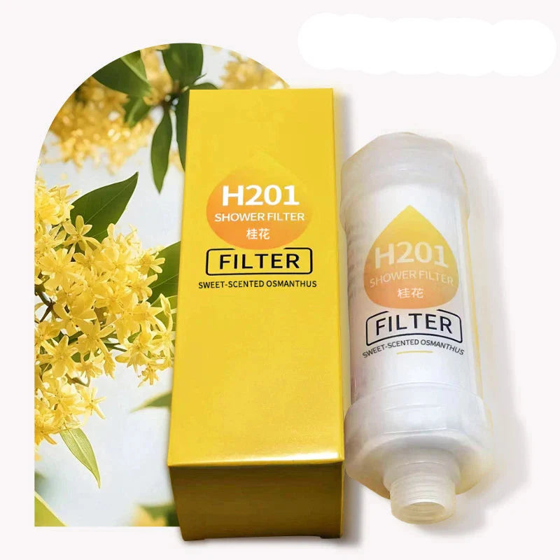 AromaGlow Filtre de Douche Parfumé - Adoucisseur d'Eau pour Cheveux et Peau