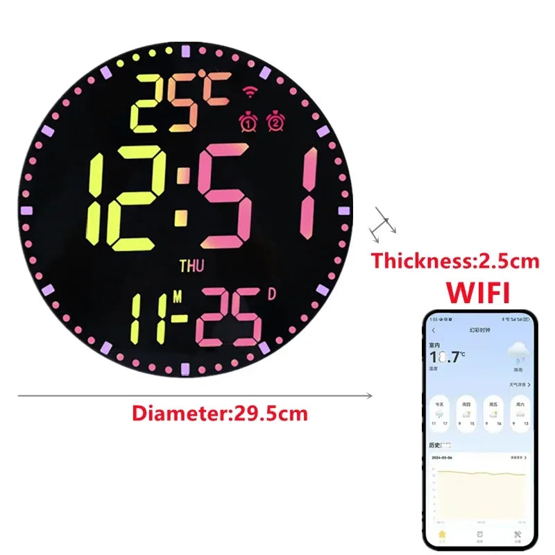 WiFiTime Horloge - Horloge mural LED intelligent avec calendrier