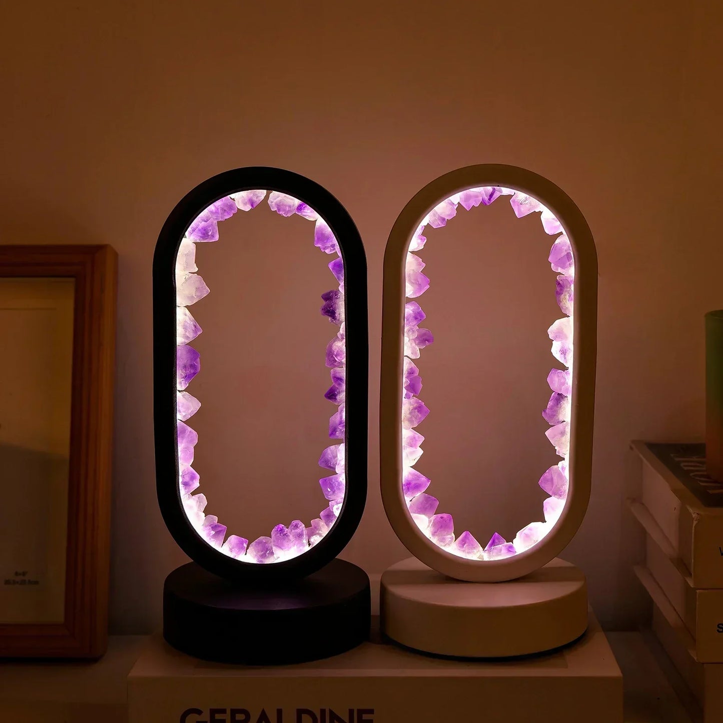AuraViolette – Éclairage en Cristal Naturel pour Ambiance Relaxante