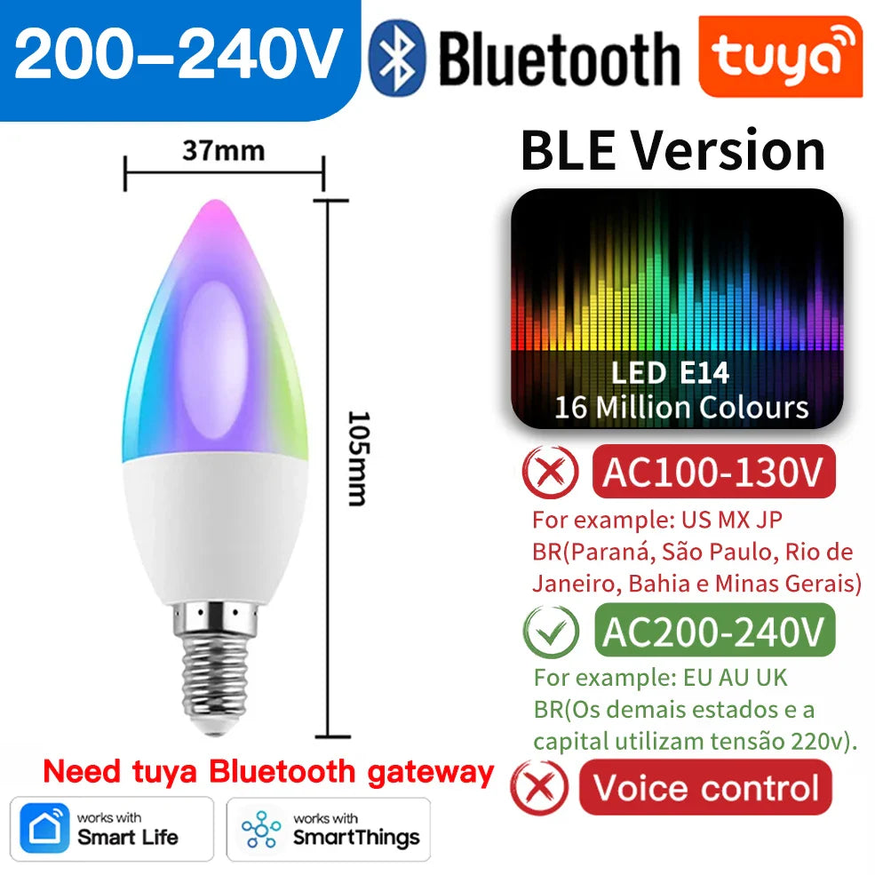 Ampoule LED intelligente Tuya Zigbee E14 - Contrôle WiFi Bluetooth via SmartLife Google Alexa Apps