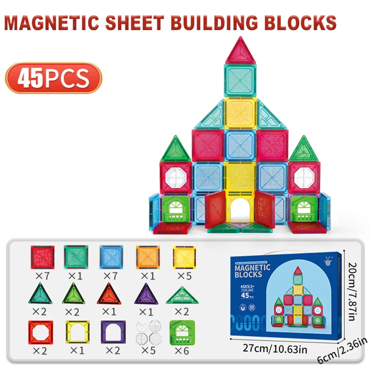 Blocs de construction magnétiques pour enfants de 3 à 8 ans - Jouets magnétiques éducatifs pour tout-petits et enfants d'âge préscolaire, jeu créatif pour garçons et filles