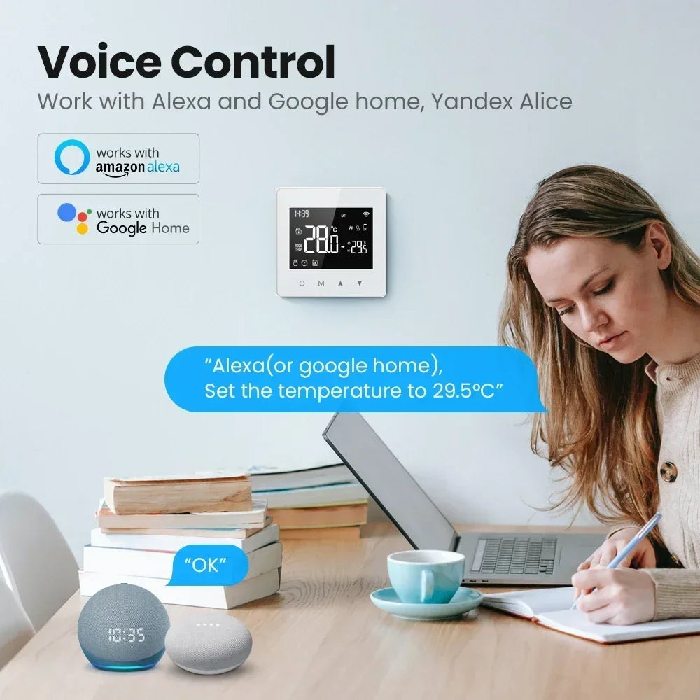 Thermostat d'affichage de chaudière à eau Tuya Zigbee - Contrôle de température WiFi via SmartLife Google Alexa Apps