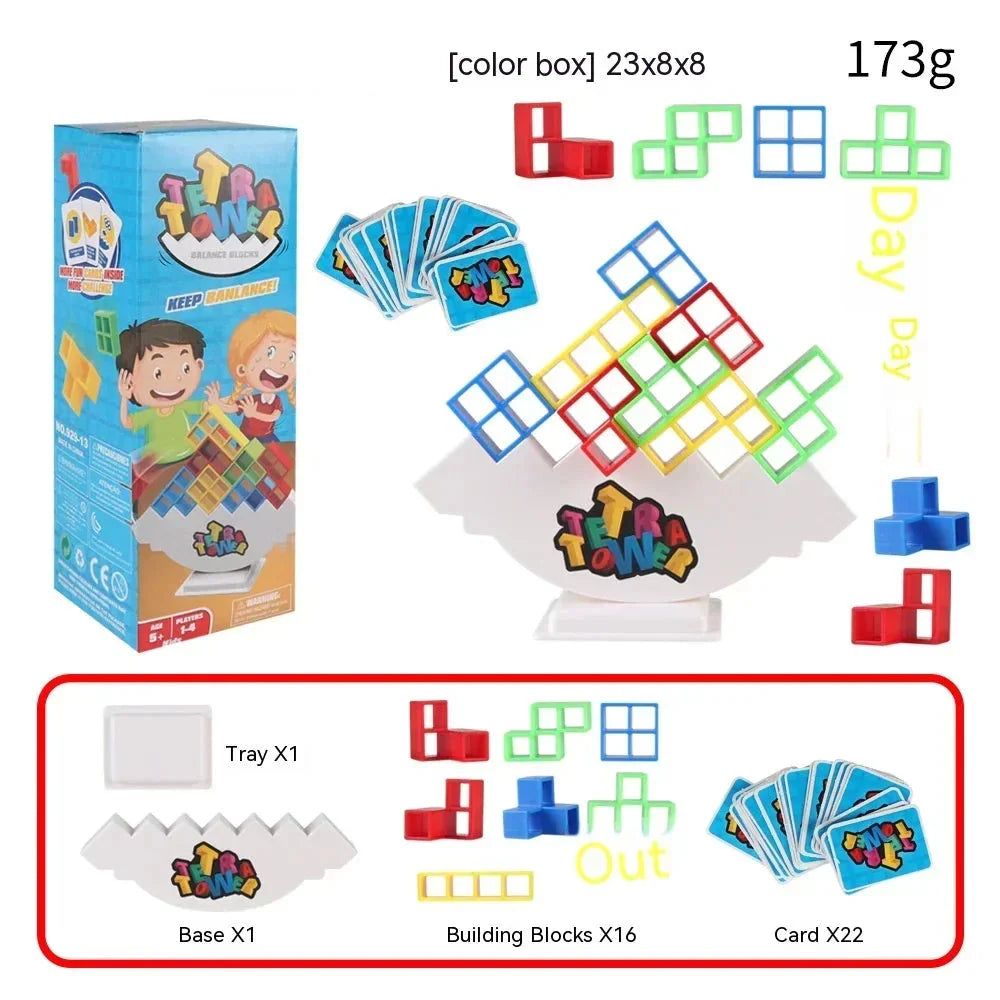 Jeu d'empilement Colorful Balance - Puzzle Tetra Tower amusant pour enfants et adultes, parfait pour une soirée jeux en famille et des cadeaux