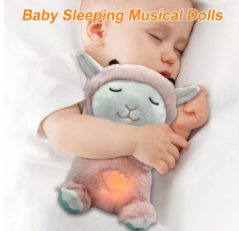 Floroux - Mouton de sommeil confortable avec lumière apaisante et musique pour des rêves doux