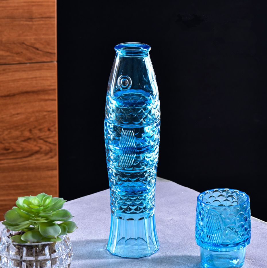 Ensemble de gobelets en verre coloré en forme de poisson Koi - Vente de liquidation