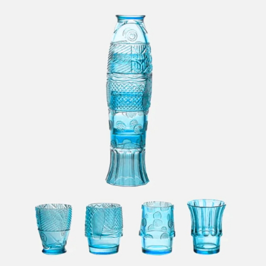 Ensemble de gobelets en verre coloré en forme de poisson Koi - Vente de liquidation