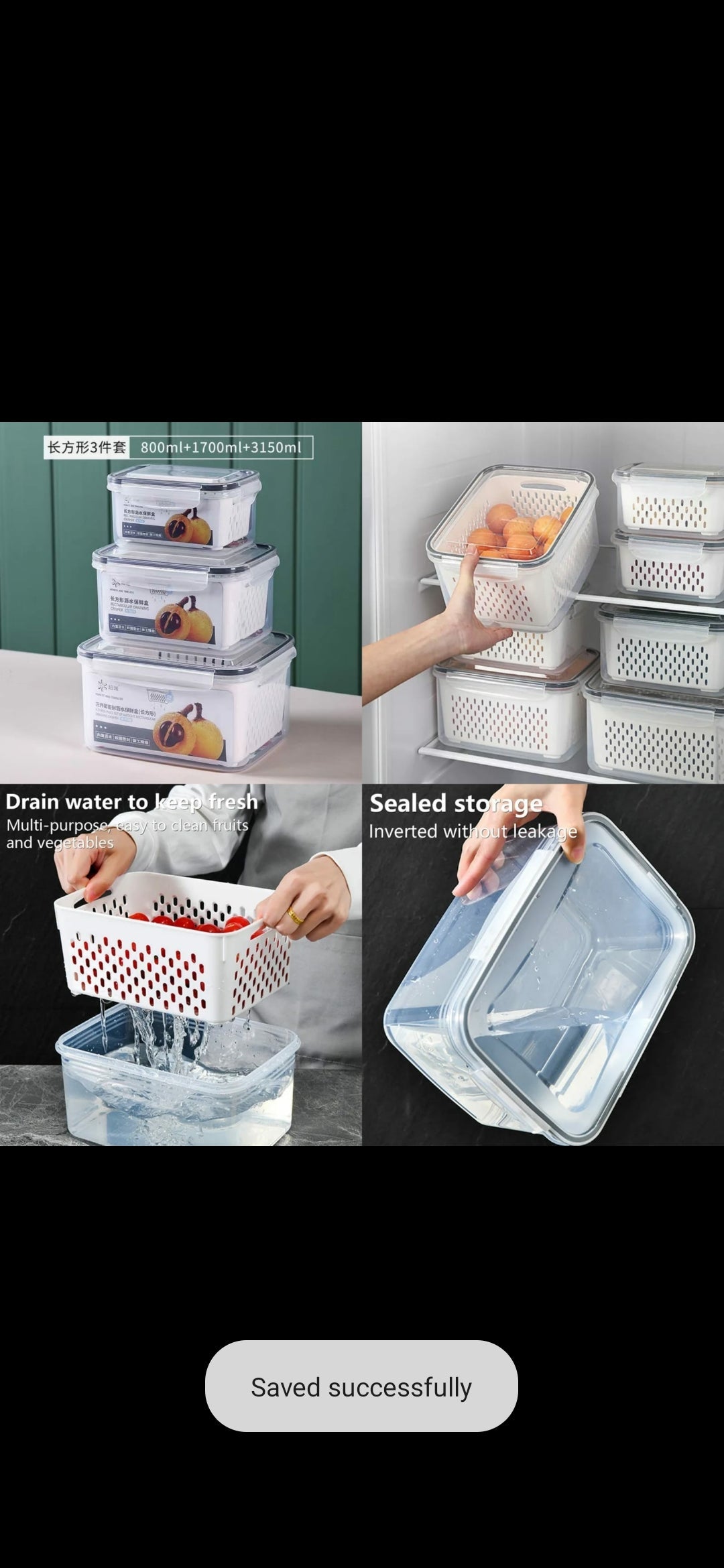 3 pcs Récipients d'organisateur de réfrigérateur