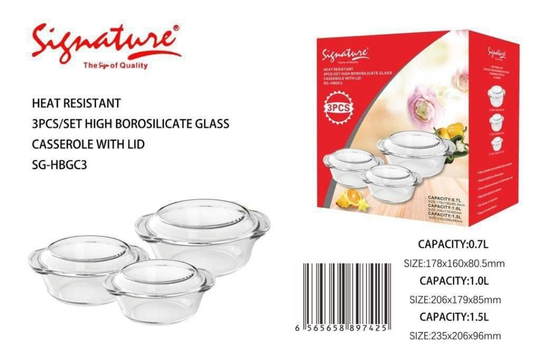 3Pcs plats de service en verre avec un couvercle