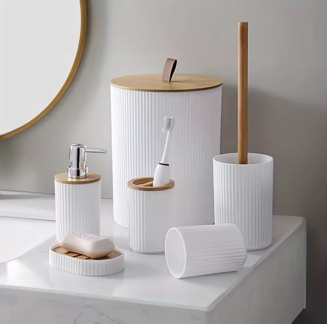Set d'organisateur d'accessoires de salle de bains rond 6 pièces