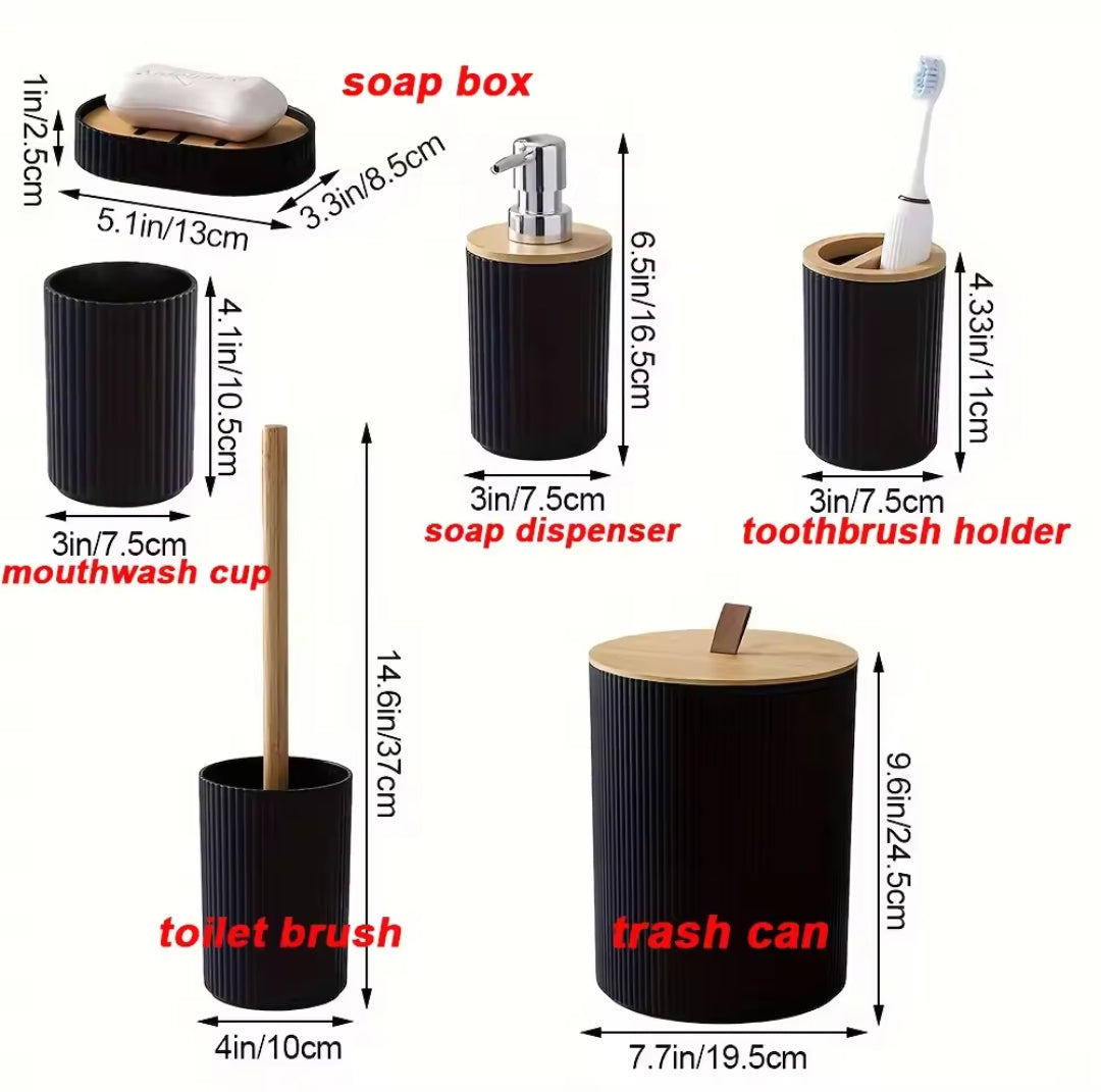 Set d'organisateur d'accessoires de salle de bains rond 6 pièces