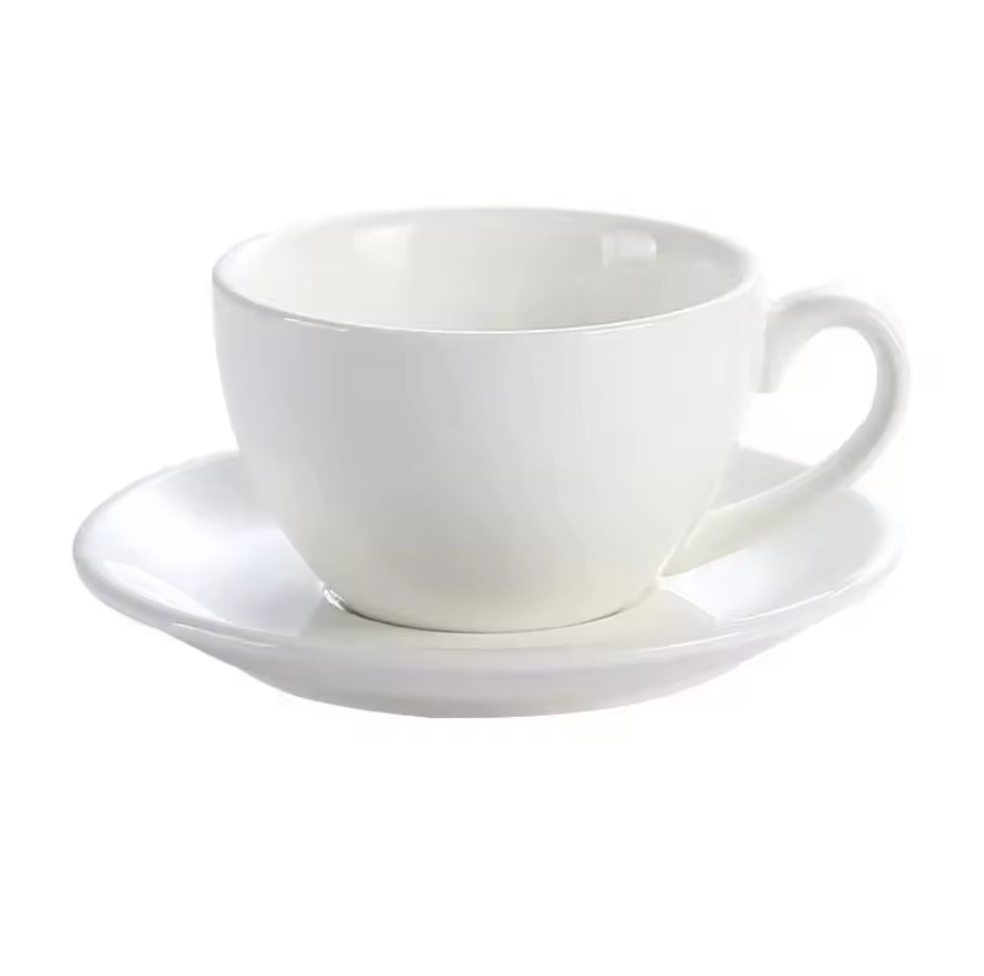 12pcs tasses et soucoupes blanches