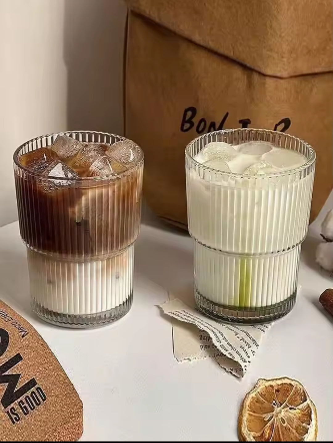6Pc Verres cannelés