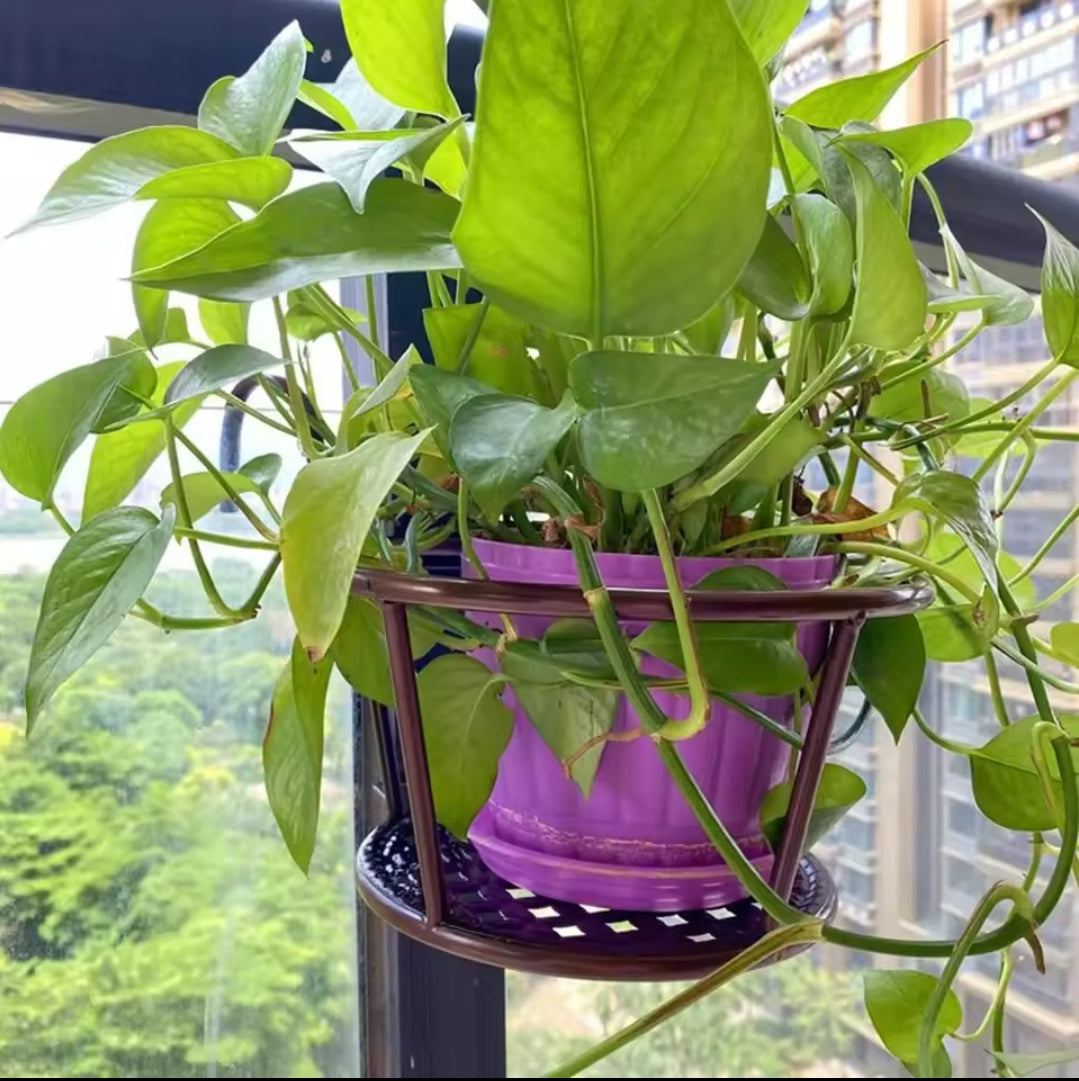 Support de pot de fleurs de balcon 3 pièces Noir