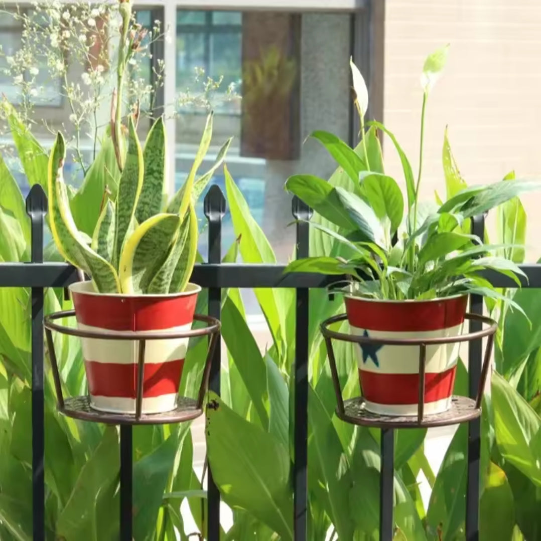 Support de pot de fleurs de balcon 3 pièces Noir