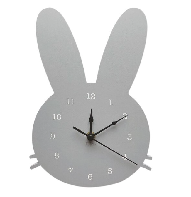Jolie horloge murale en forme de lapin pour chambre d'enfant