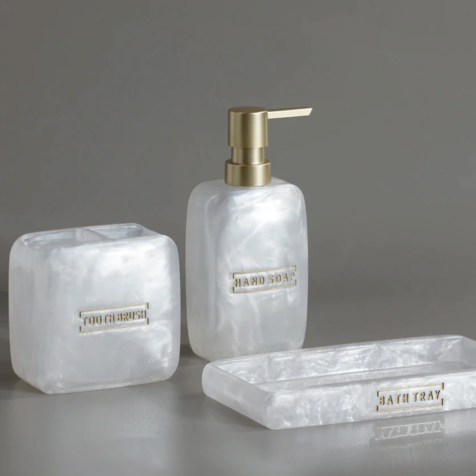Floroux Ensemble de salle de bain 3 pièces | Design élégant en nacre | Accessoires de bain luxueux