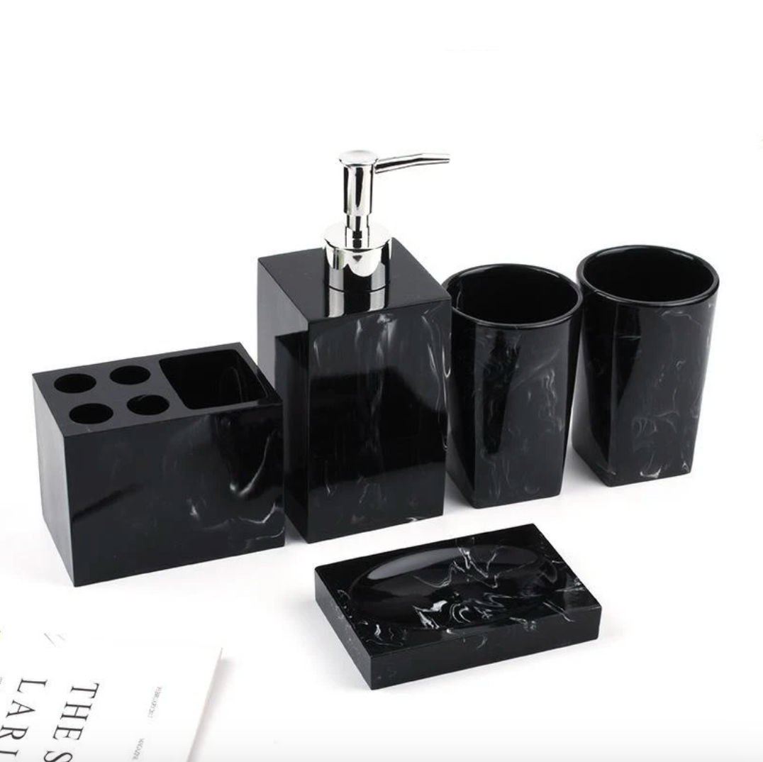 Floroux Marble Bathroom Set 5 Pieces | Elegant Design | Luxurious Bathroom Accessories for the Home
