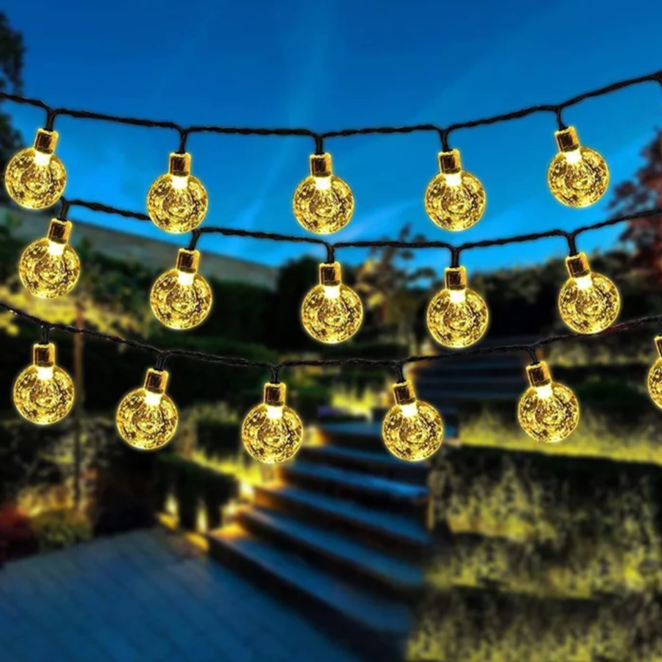 TwinkleGlow™ Solar LED String Lights | Outdoor Lighting for Garden & Terrace | Waterproof Flashing Lights for Every Season