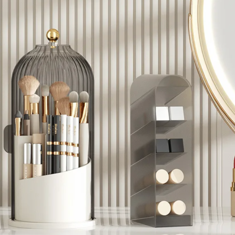 Floroux Rotating Acrylic Cosmetic Organizer | Space-Saving Makeup Organizer | 360° Rotation | Cosmetic Storage