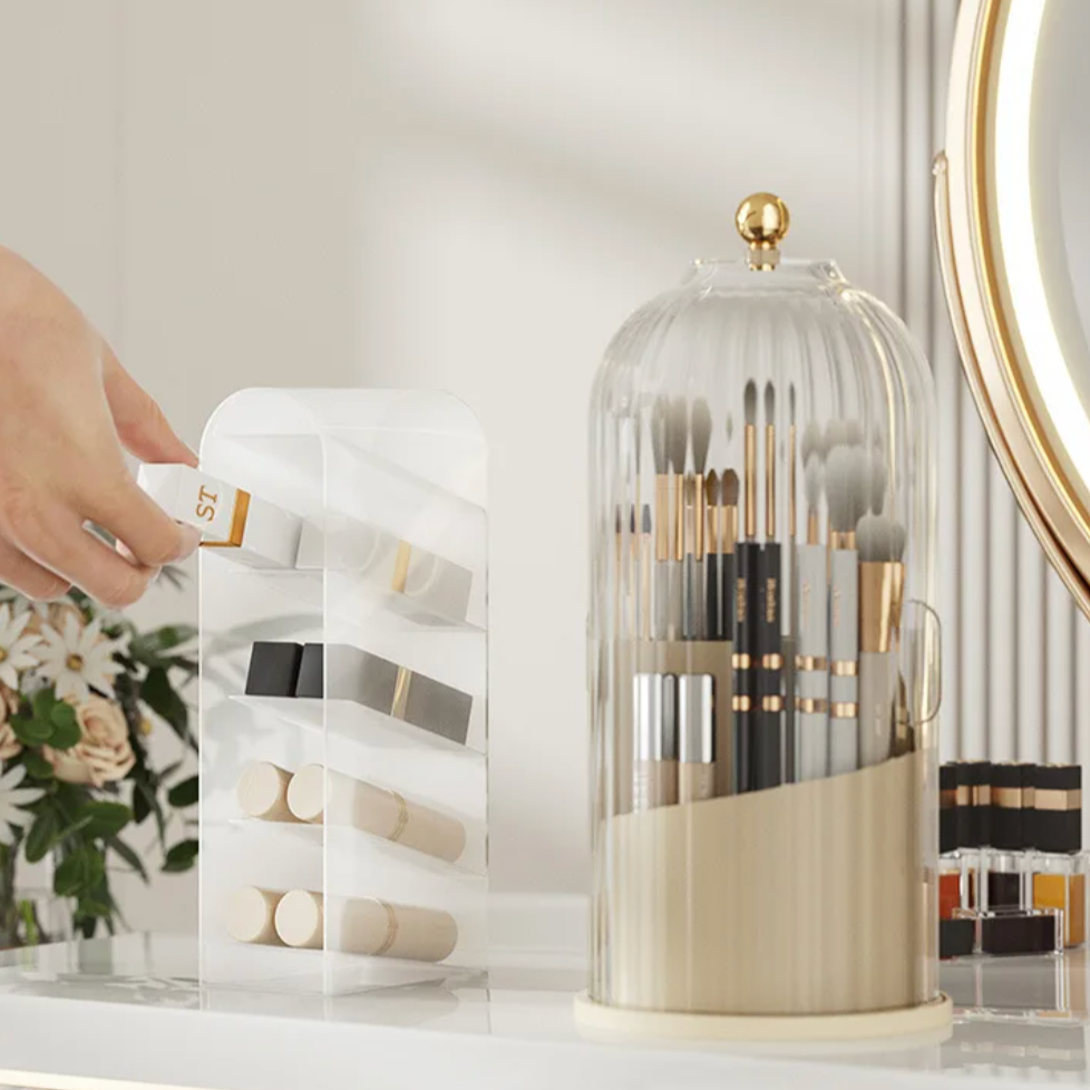 Floroux Rotating Acrylic Cosmetic Organizer | Space-Saving Makeup Organizer | 360° Rotation | Cosmetic Storage