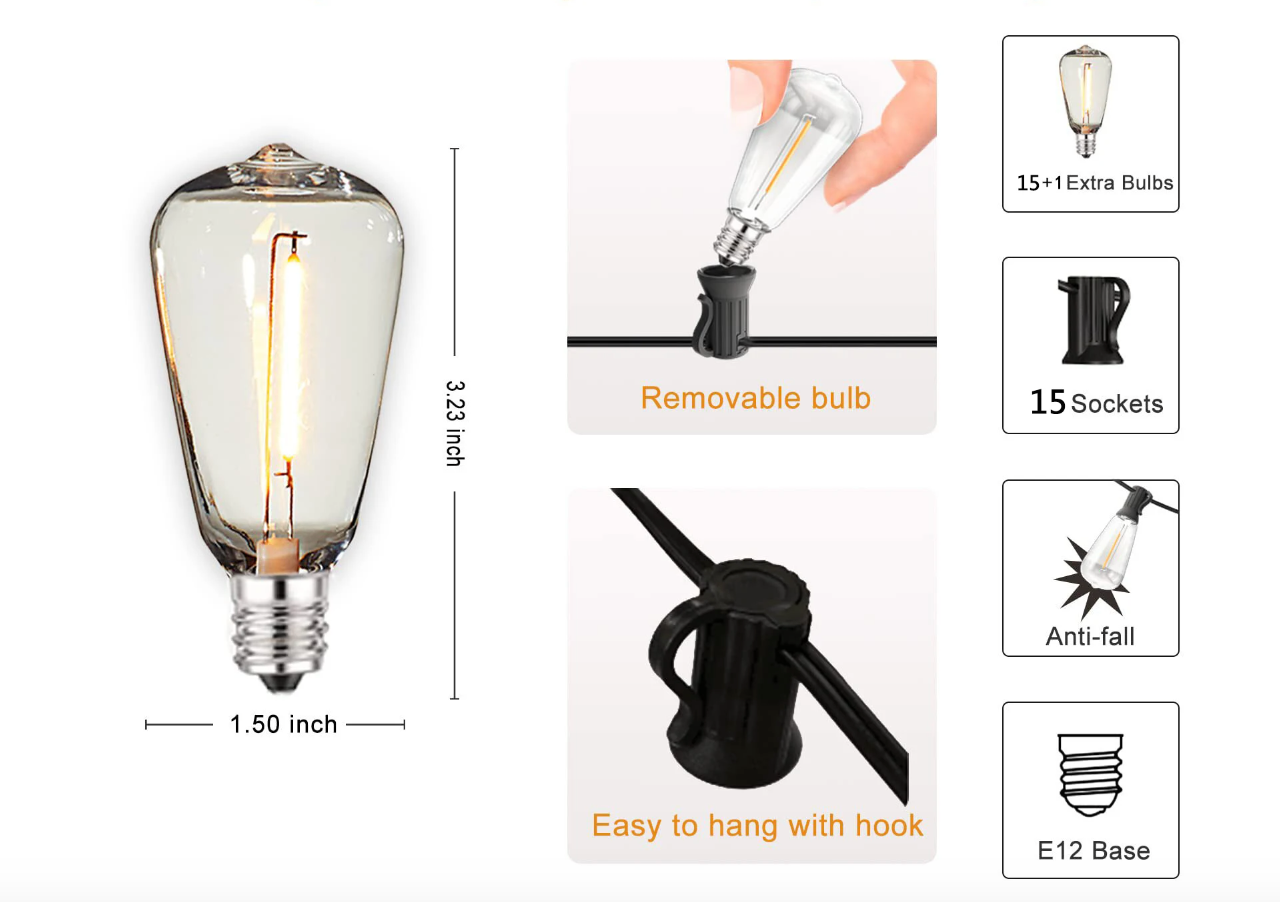 Floroux Outdoor String Lights | Shock Resistant LED Lights | Waterproof | Decor for Garden & Terrace