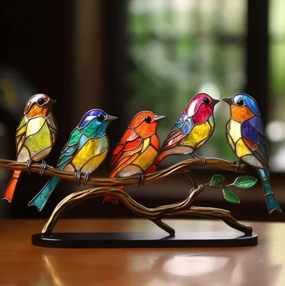 Figures d'oiseaux en verre teinté