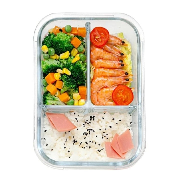 3 Grille Micro-ondes - Boîte à Lunch en Verre Résistante
