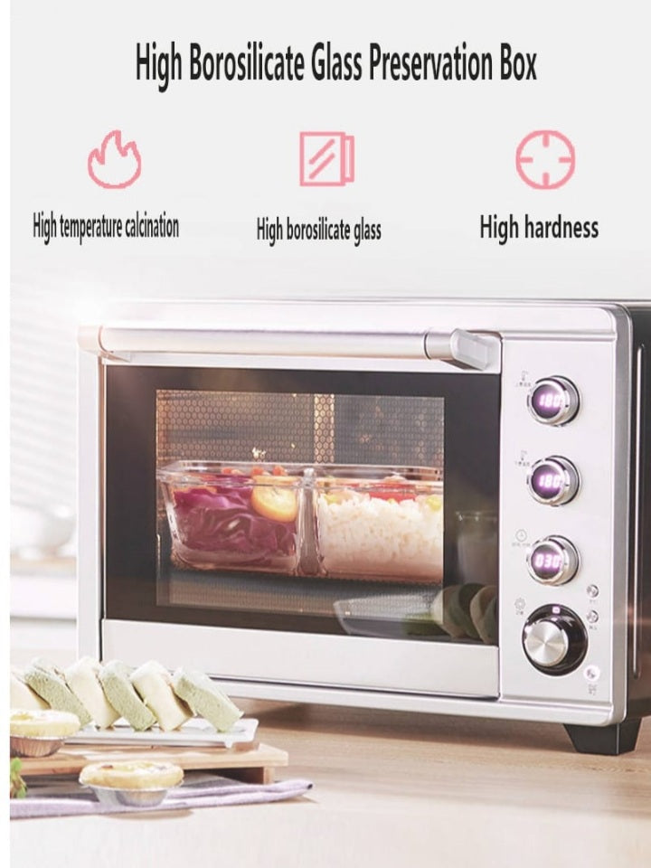 3 Grille Micro-ondes - Boîte à Lunch en Verre Résistante