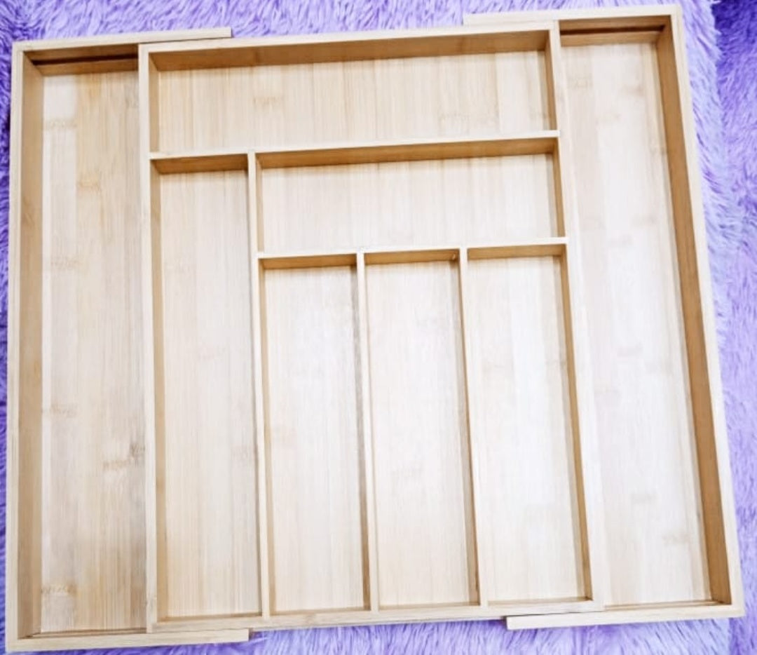 Organisateur de couverts en bambou extensible